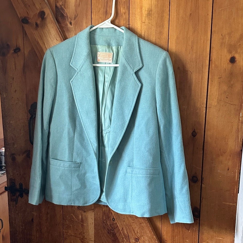 Vintage Pendleton Soft‎ Blue Women's Wool Blazer Made in the USA size 10